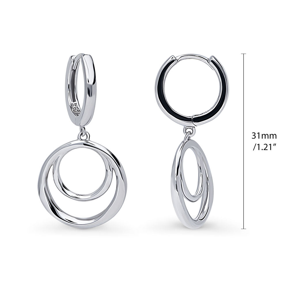 Open Circle Dangle Earrings in Sterling Silver