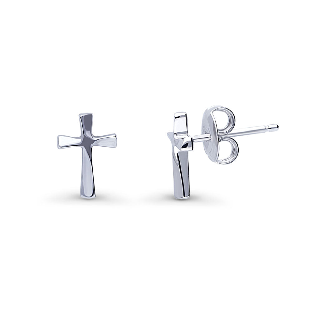 Cross Stud Earrings in Sterling Silver