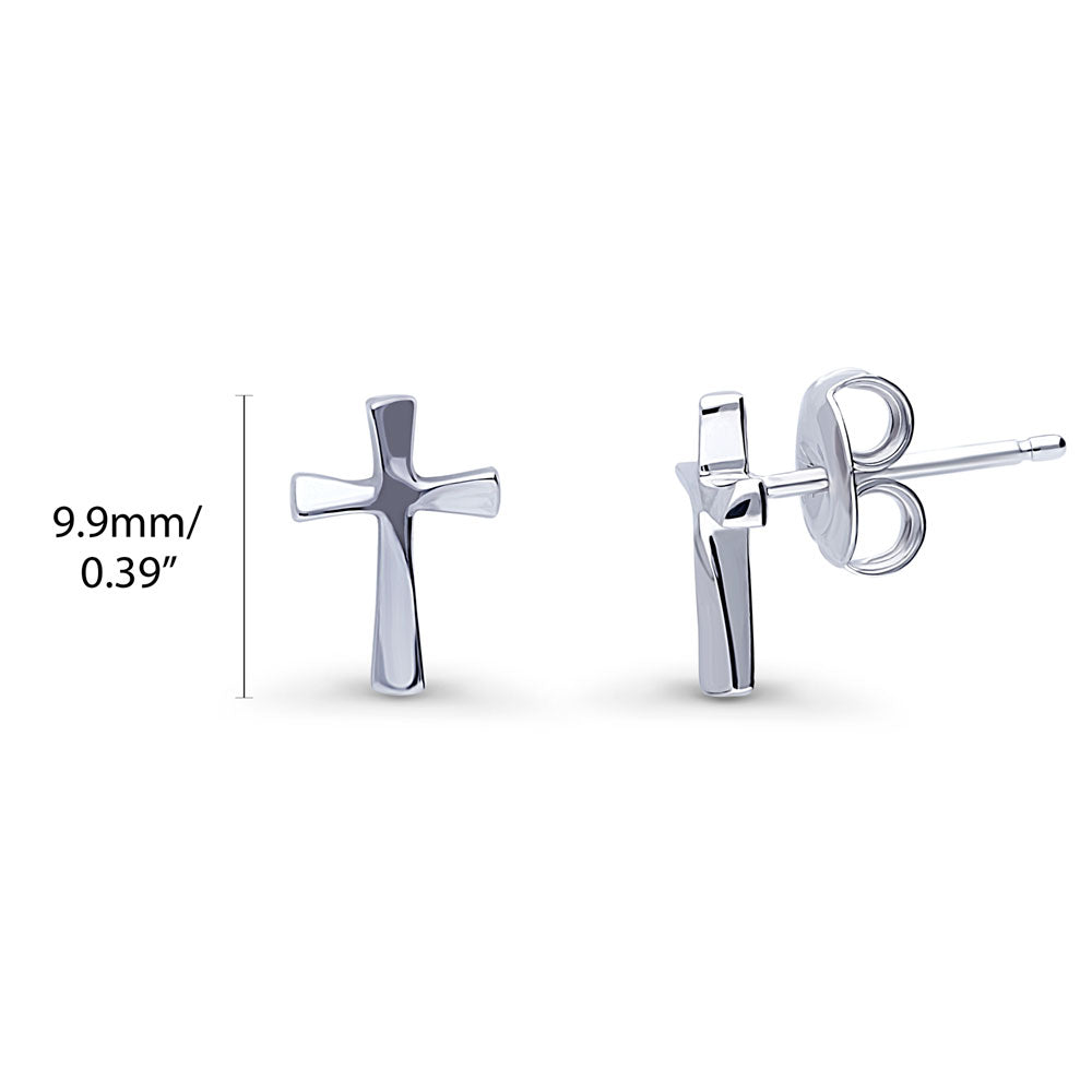 Cross Stud Earrings in Sterling Silver