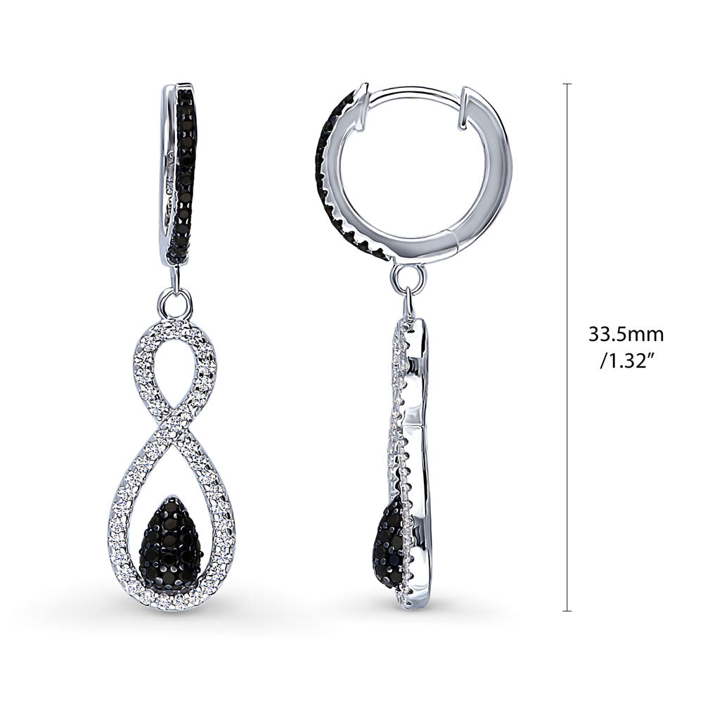 Front view of Black and White Infinity CZ Set in Sterling Silver, 8 of 14