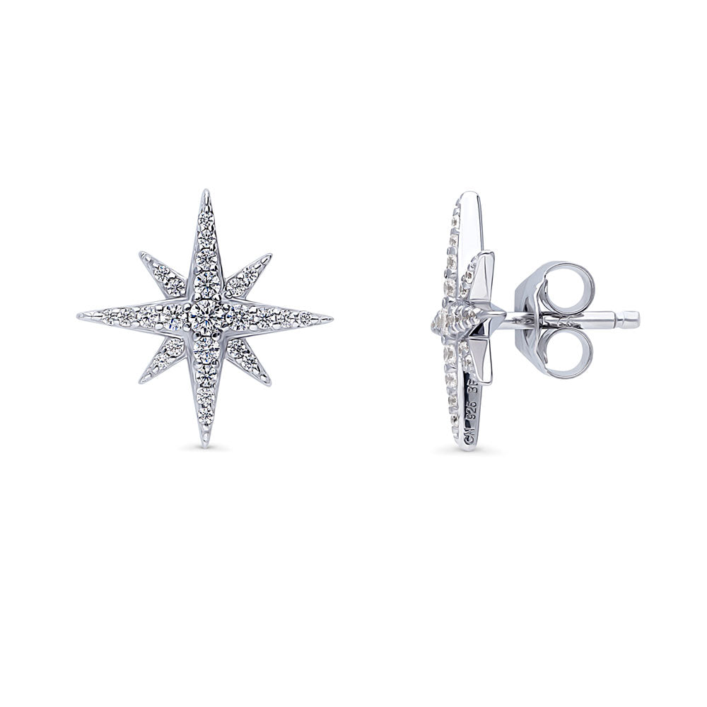 North Star CZ Necklace and Earrings Set in Sterling Silver, 3 of 10
