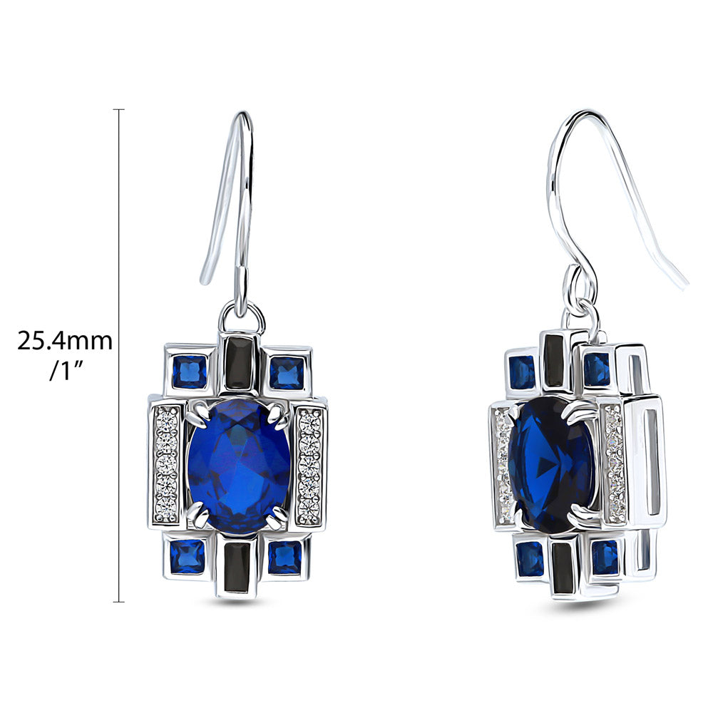Front view of Vintage Style Simulated Blue Sapphire CZ Set in Sterling Silver, 8 of 11