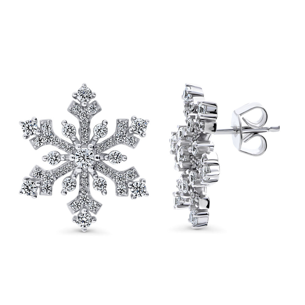 Snowflake CZ Necklace and Earrings Set in Sterling Silver, 4 of 12