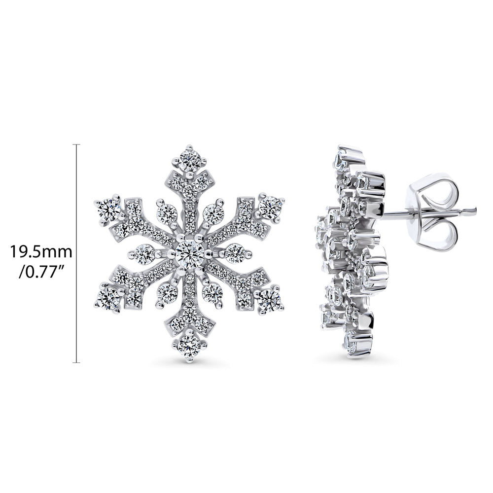Snowflake CZ Stud Earrings in Sterling Silver
