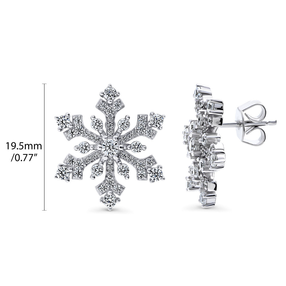 Snowflake CZ Necklace and Earrings Set in Sterling Silver, 8 of 12