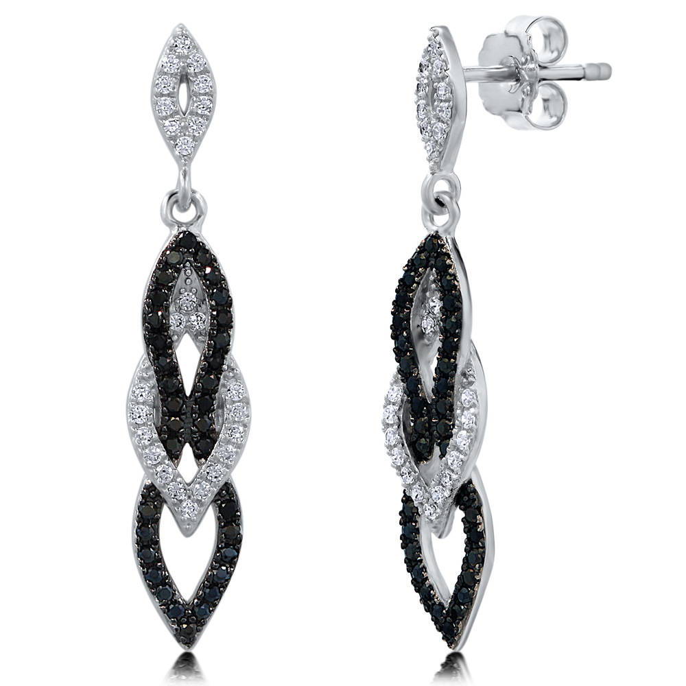 Black and White CZ Necklace and Earrings Set in Sterling Silver, 3 of 12