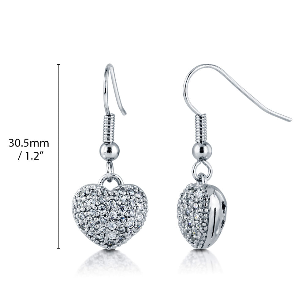 Front view of Heart CZ Necklace Earrings and Bracelet Set in Silver-Tone, 11 of 18