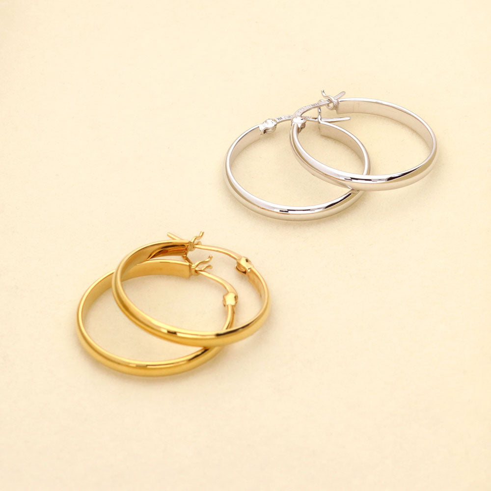 Dome Medium Hoop Earrings in Sterling Silver 1"