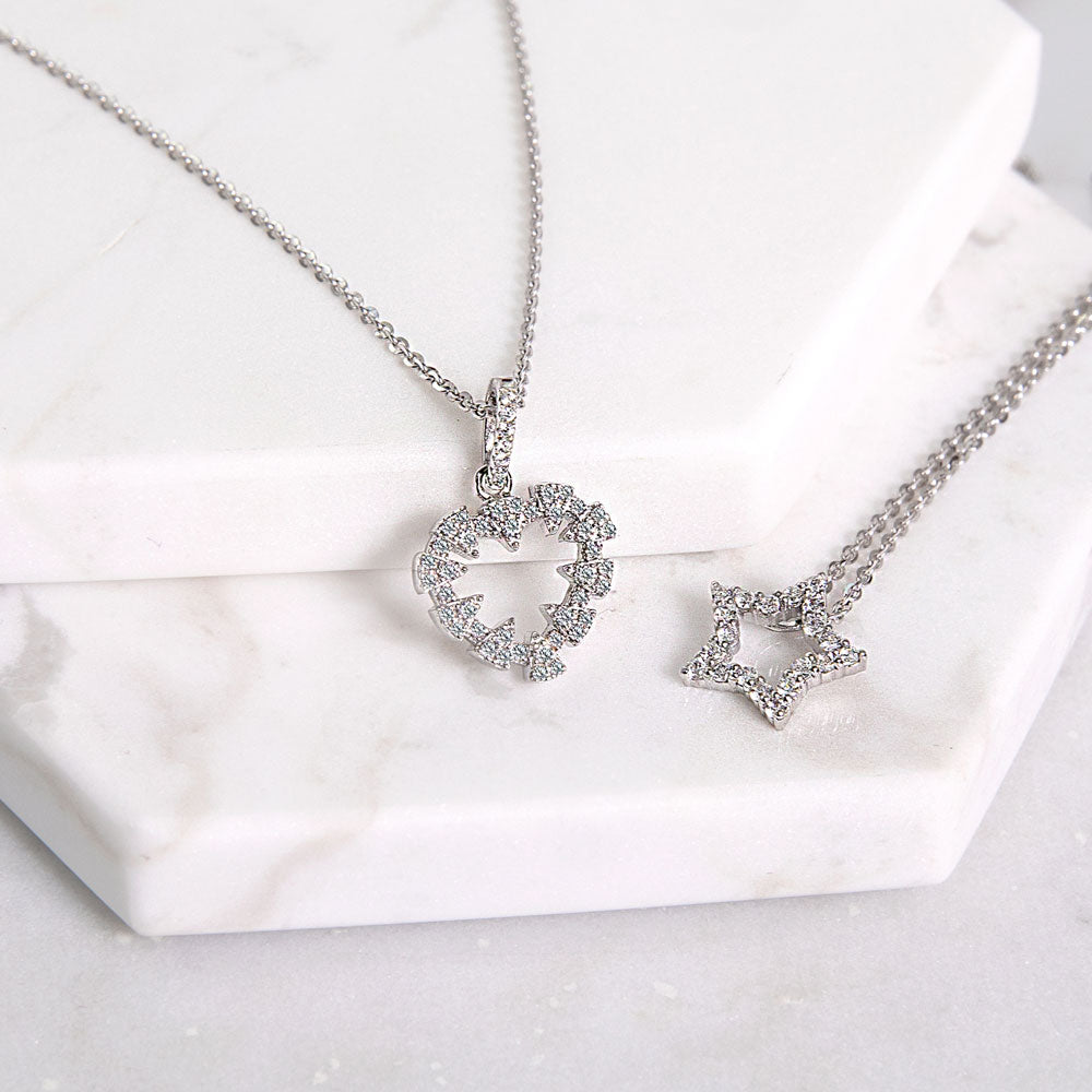 Flatlay view of Star CZ Pendant Necklace in Sterling Silver, 2 of 5