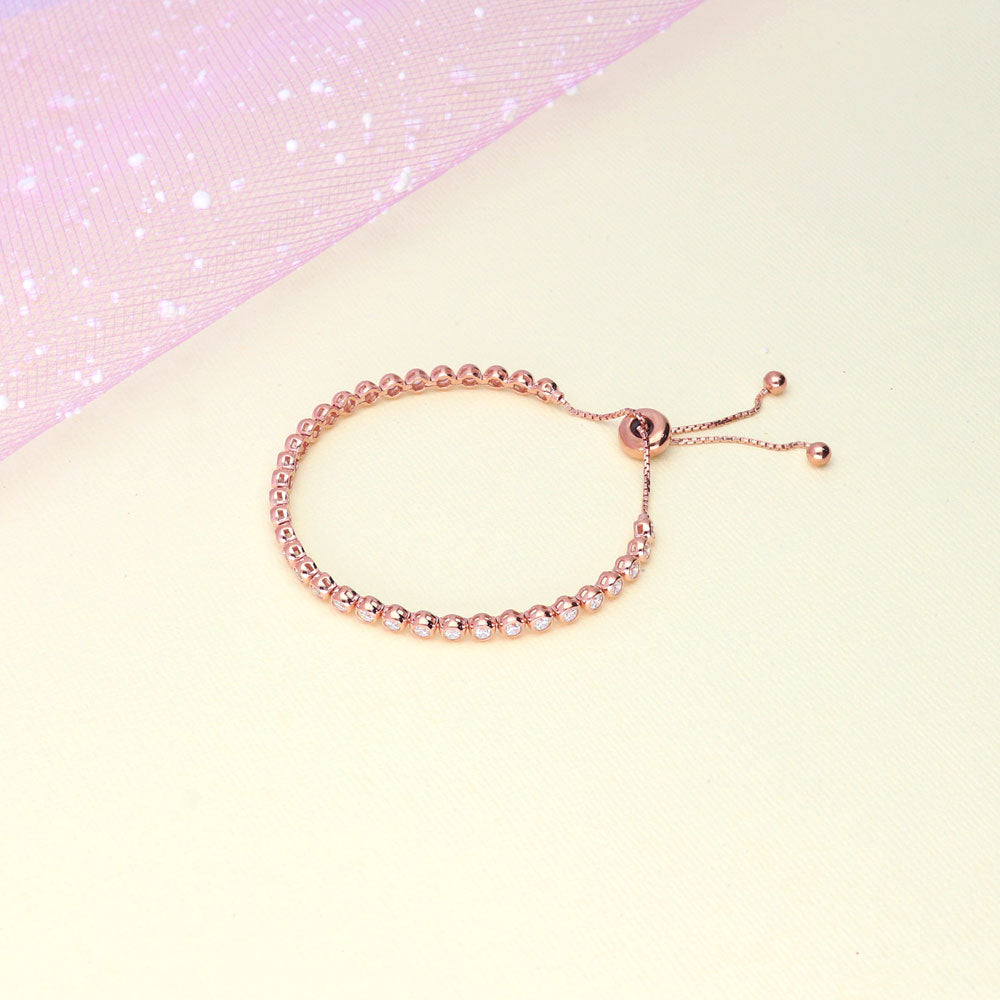 Bubble Bar Bezel Set CZ Statement Tennis Bracelet in Sterling Silver