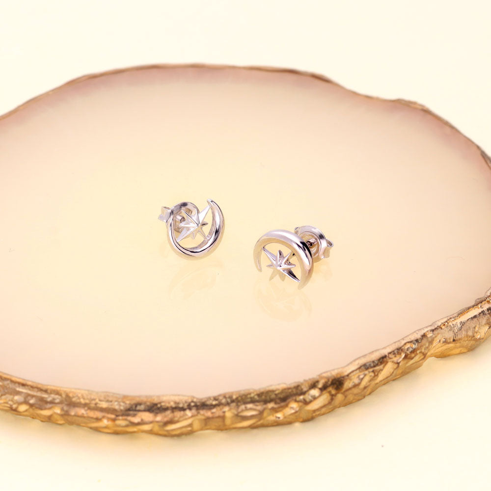Image Contain: Crescent Moon Stud Earrings