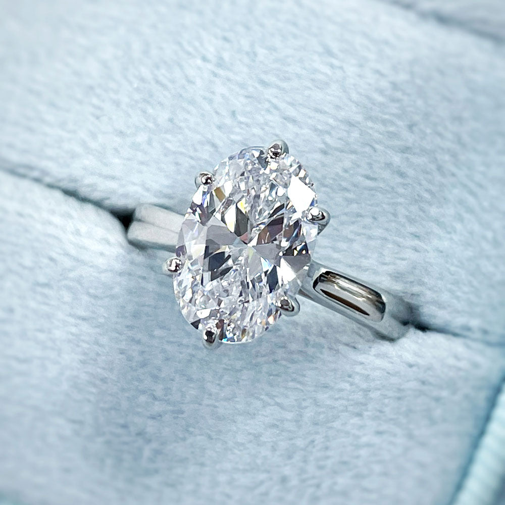 Solitaire 3ct Oval CZ Ring in Sterling Silver