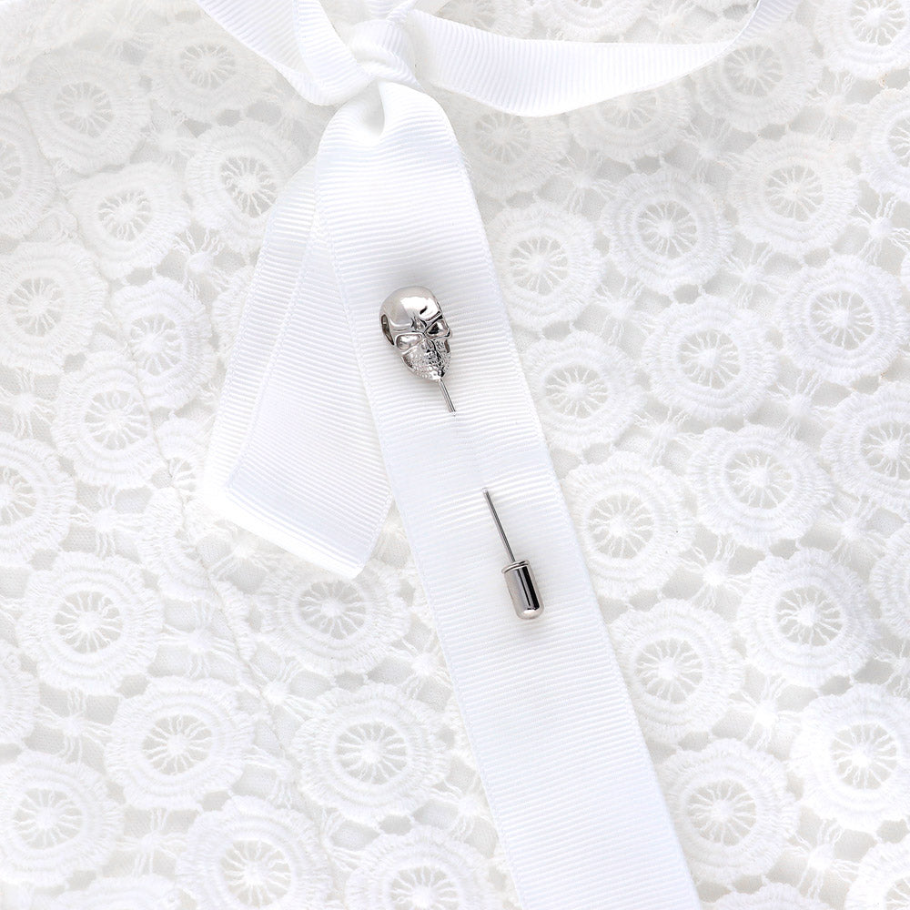 Skull Bones Pin in Sterling Silver