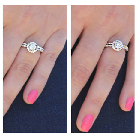 Model Wearing Eternity Ring, Half Eternity Ring, Halo Ring