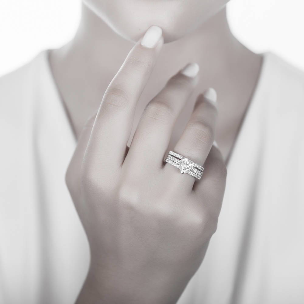 Solitaire Heart 1.7ct Heart CZ Ring in Sterling Silver