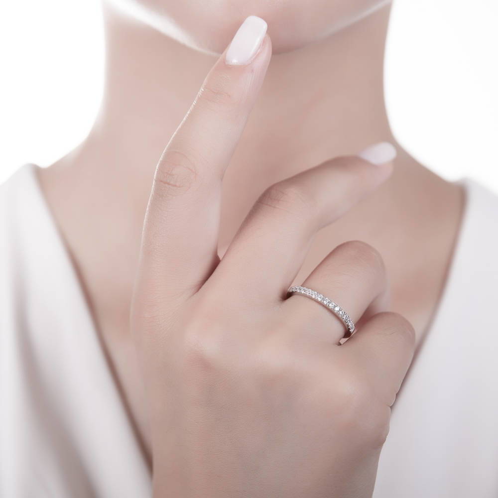 Heart Solitaire CZ Ring Set in Sterling Silver