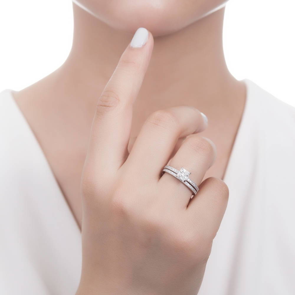 Pave CZ Eternity Ring in Sterling Silver