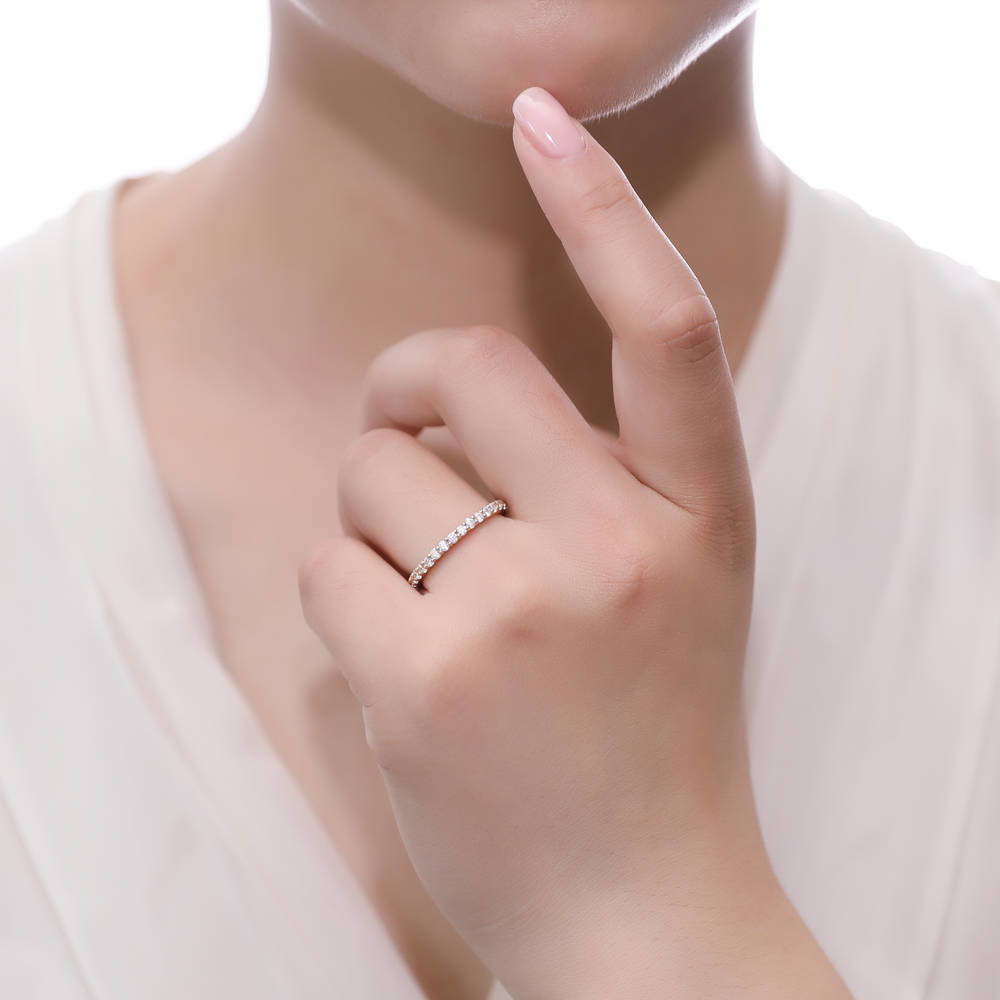 Pave CZ Eternity Ring Set in Gold Flashed Sterling Silver