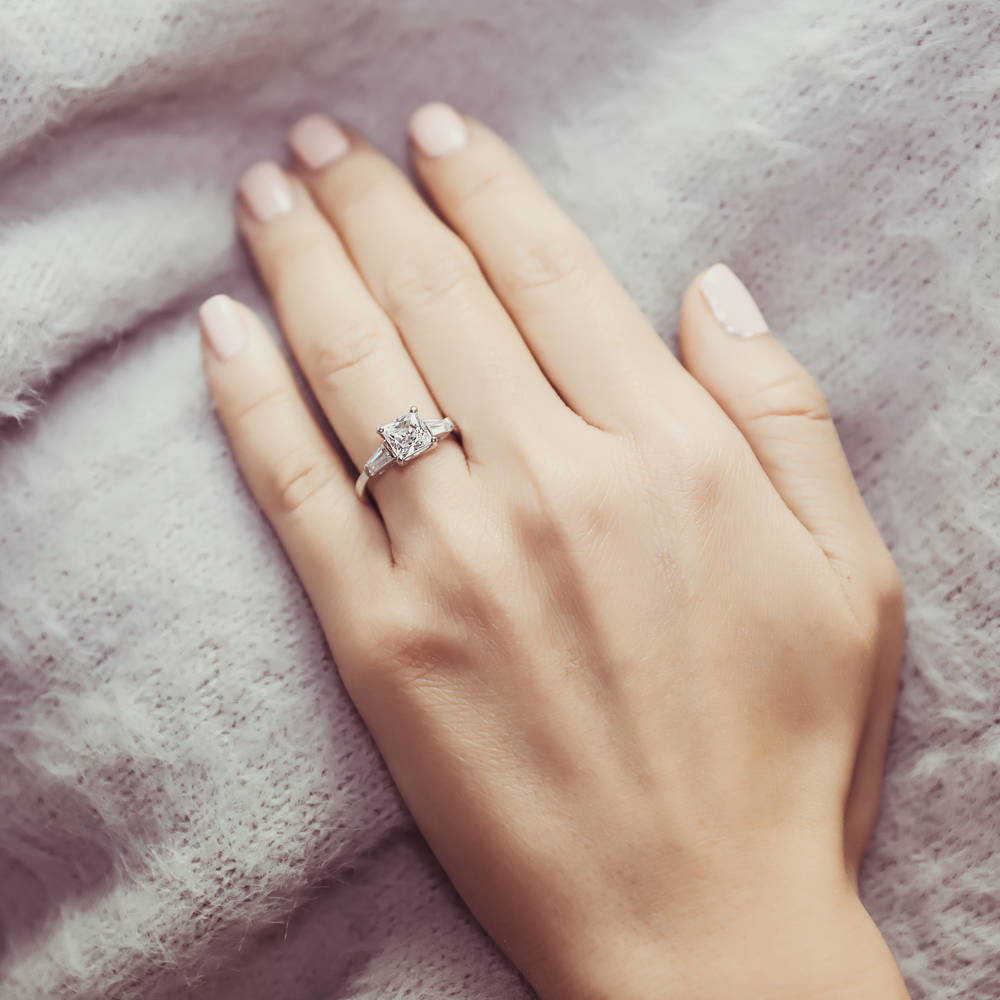Solitaire 1.2ct Princess CZ Ring in Sterling Silver