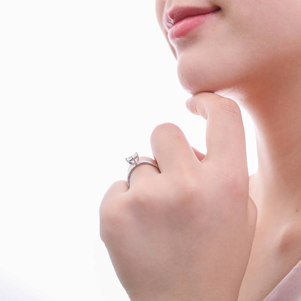 Solitaire Heart 0.7ct CZ Ring in Sterling Silver