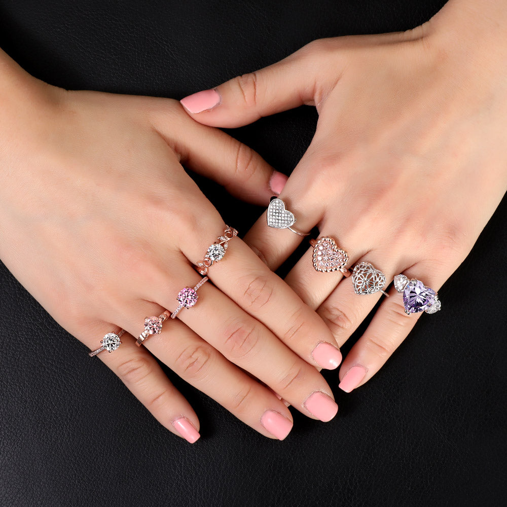 Solitaire Filigree CZ Ring in Rose Gold Plated Sterling Silver