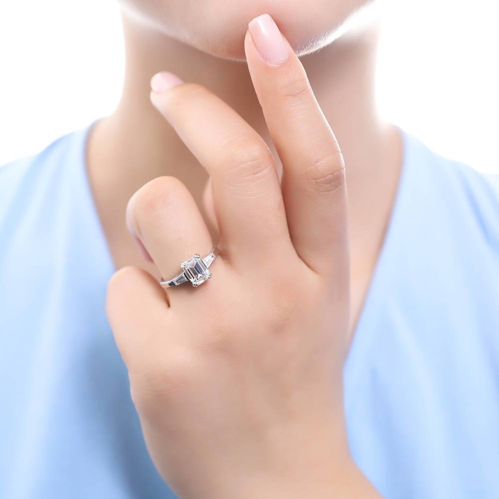 3-Stone Wishbone 7-Stone 2.1ct CZ Ring Set in Sterling Silver