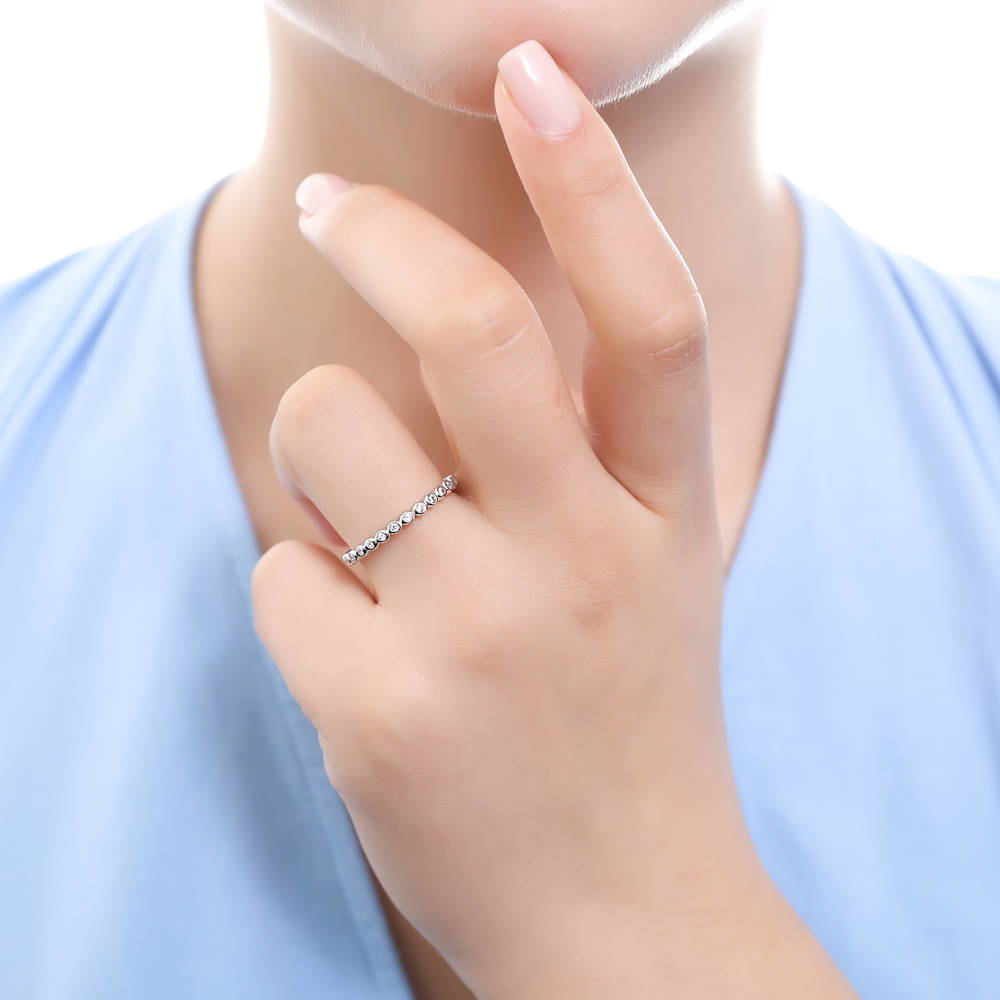 Bubble Bezel Set CZ Eternity Ring in Sterling Silver