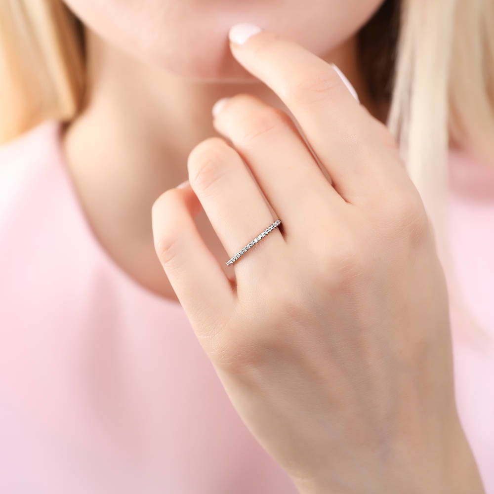 Pave Set CZ Eternity Ring in Sterling Silver