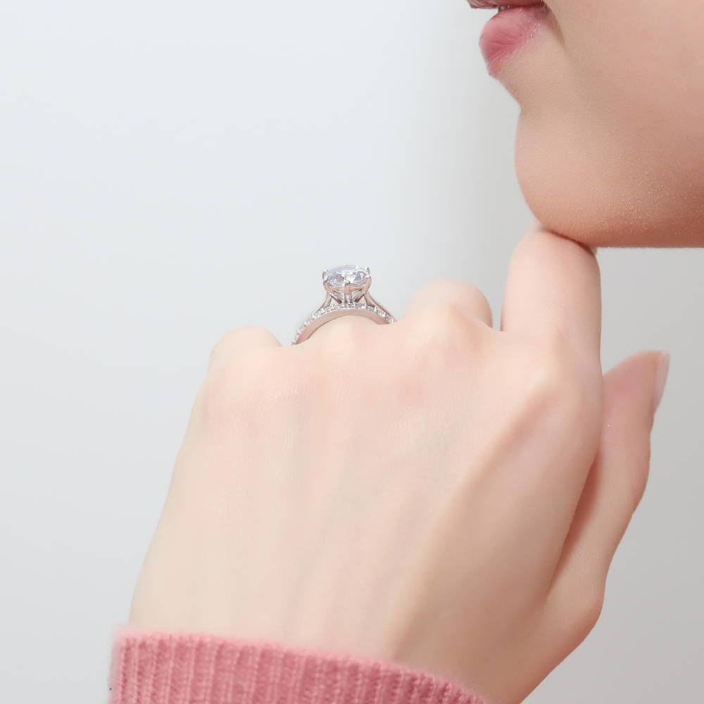 Solitaire 2ct CZ Ring Set in Sterling Silver