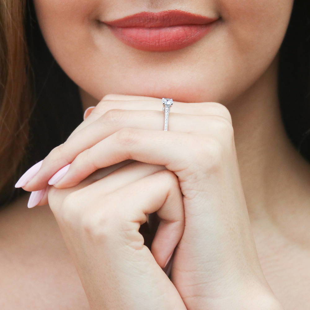 Solitaire Milgrain 0.45ct Round CZ Ring in Sterling Silver