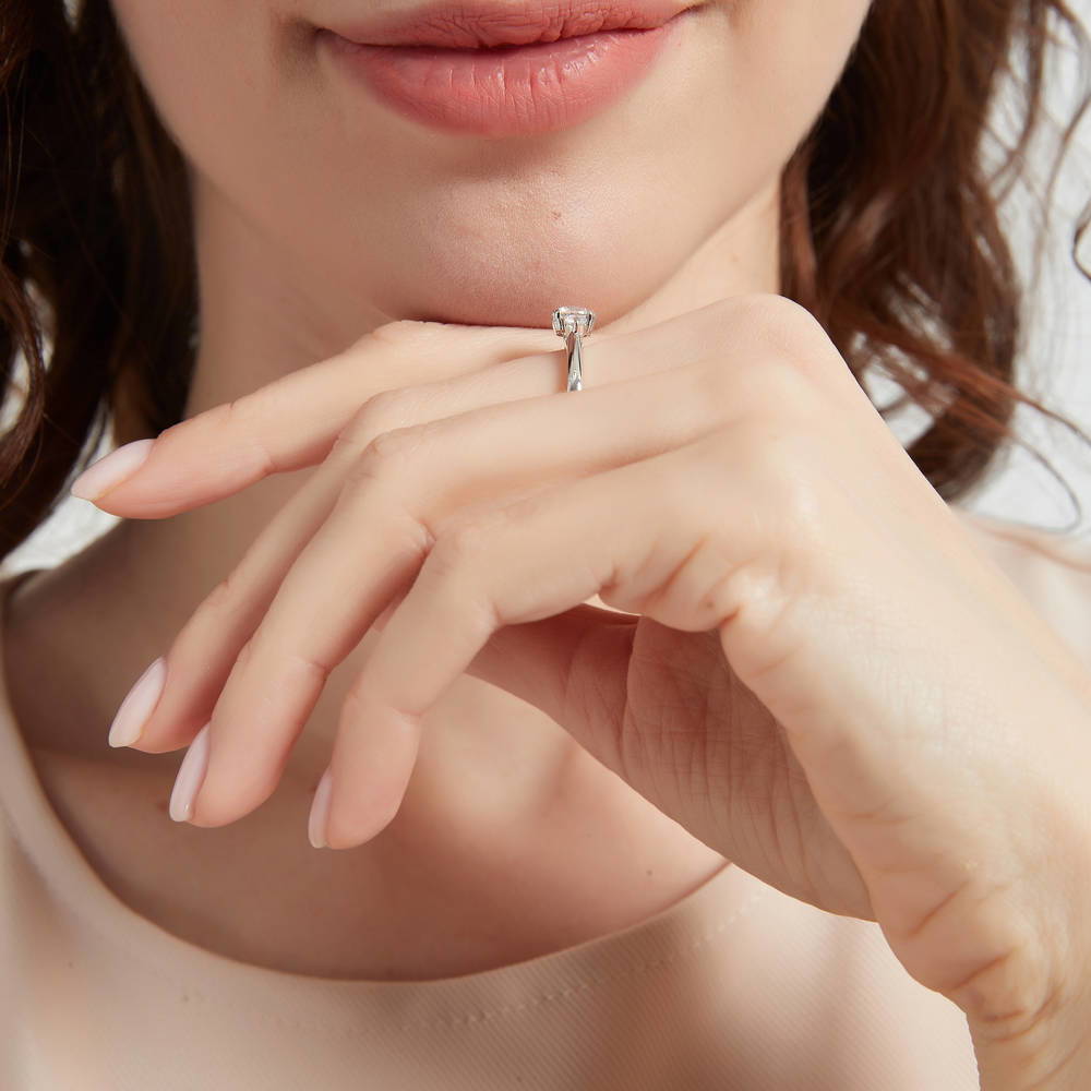 3-Stone 0.8ct CZ Ring Set in Sterling Silver