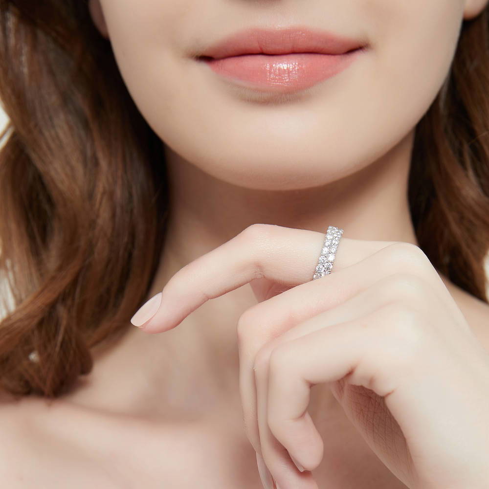 Pave CZ Eternity Ring in Sterling Silver