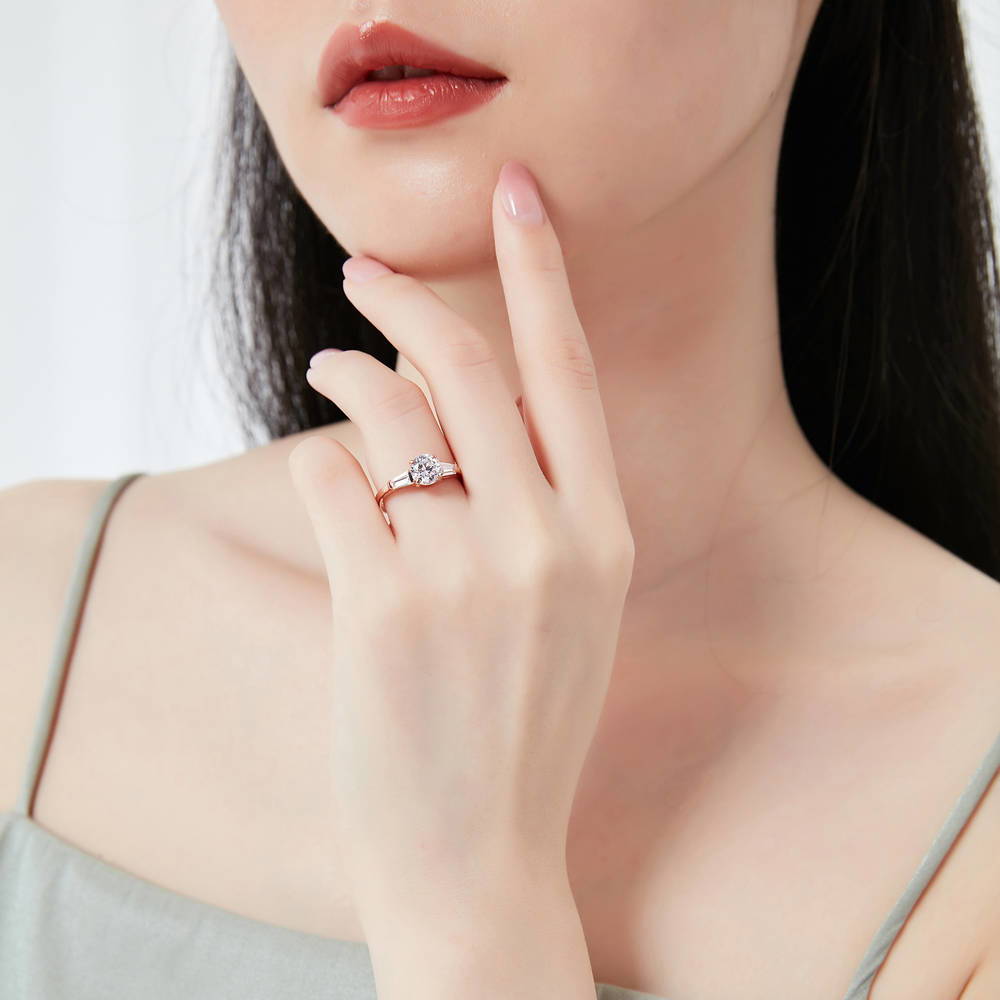 Solitaire 1ct CZ Ring in Rose Gold Plated Sterling Silver