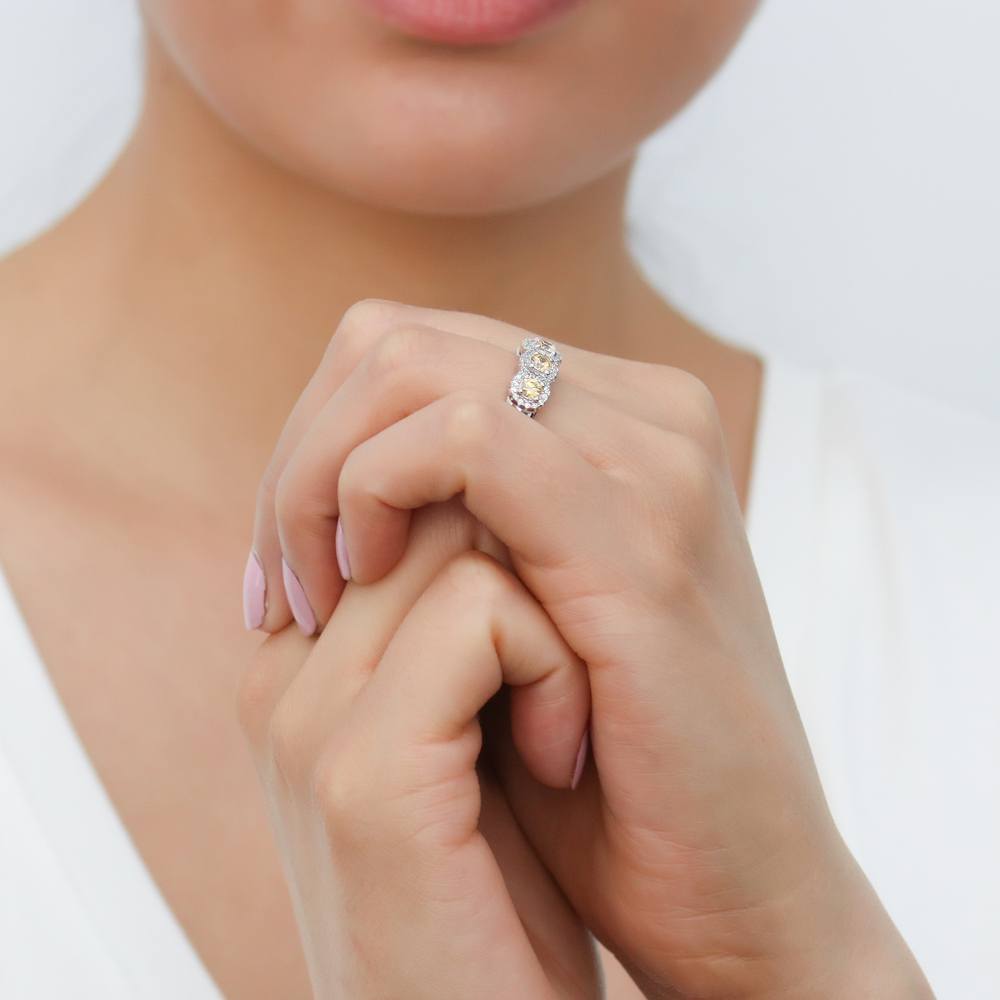 5-Stone Yellow CZ Ring in Sterling Silver