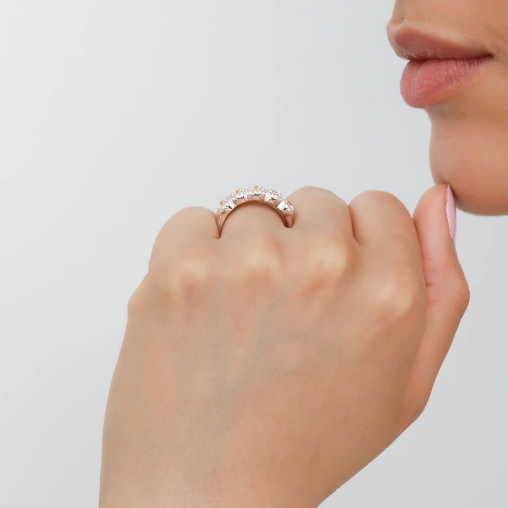 5-Stone Yellow CZ Ring in Sterling Silver