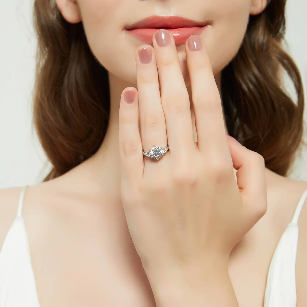 3-Stone 2ct CZ Ring in Sterling Silver