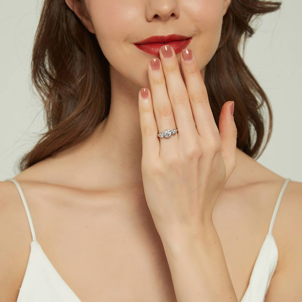 3-Stone 0.8ct CZ Ring in Sterling Silver