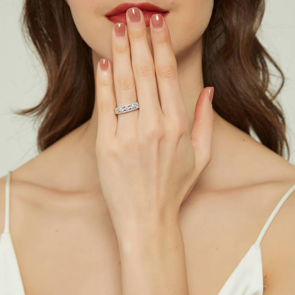 5-Stone CZ Eternity Ring in Sterling Silver