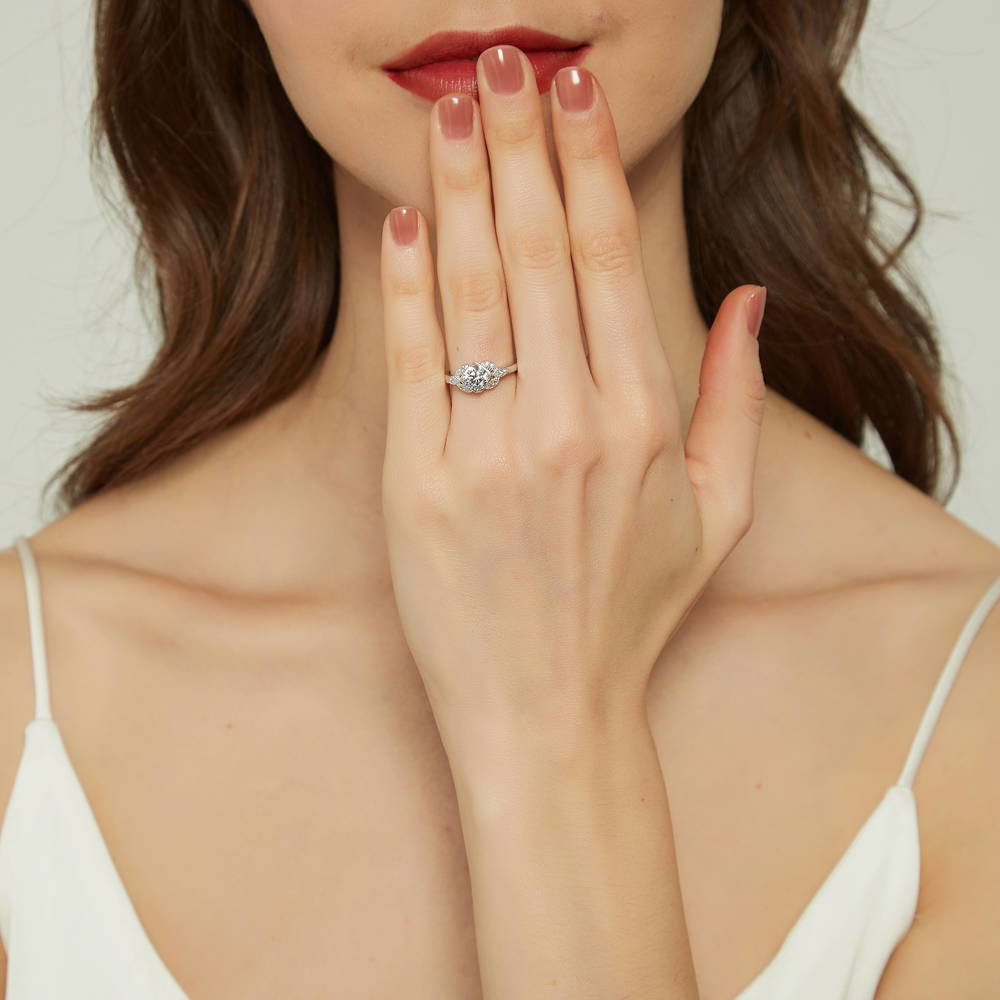 Flower Solitaire 0.8ct CZ Ring in Sterling Silver