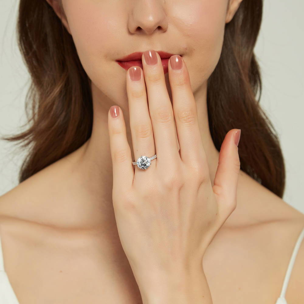 Solitaire 3.8ct Round CZ Statement Ring in Sterling Silver
