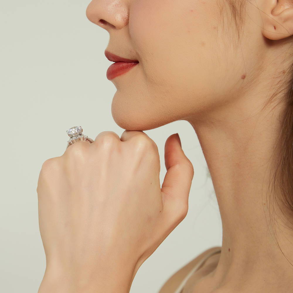 5-Stone Solitaire CZ Ring Set in Sterling Silver