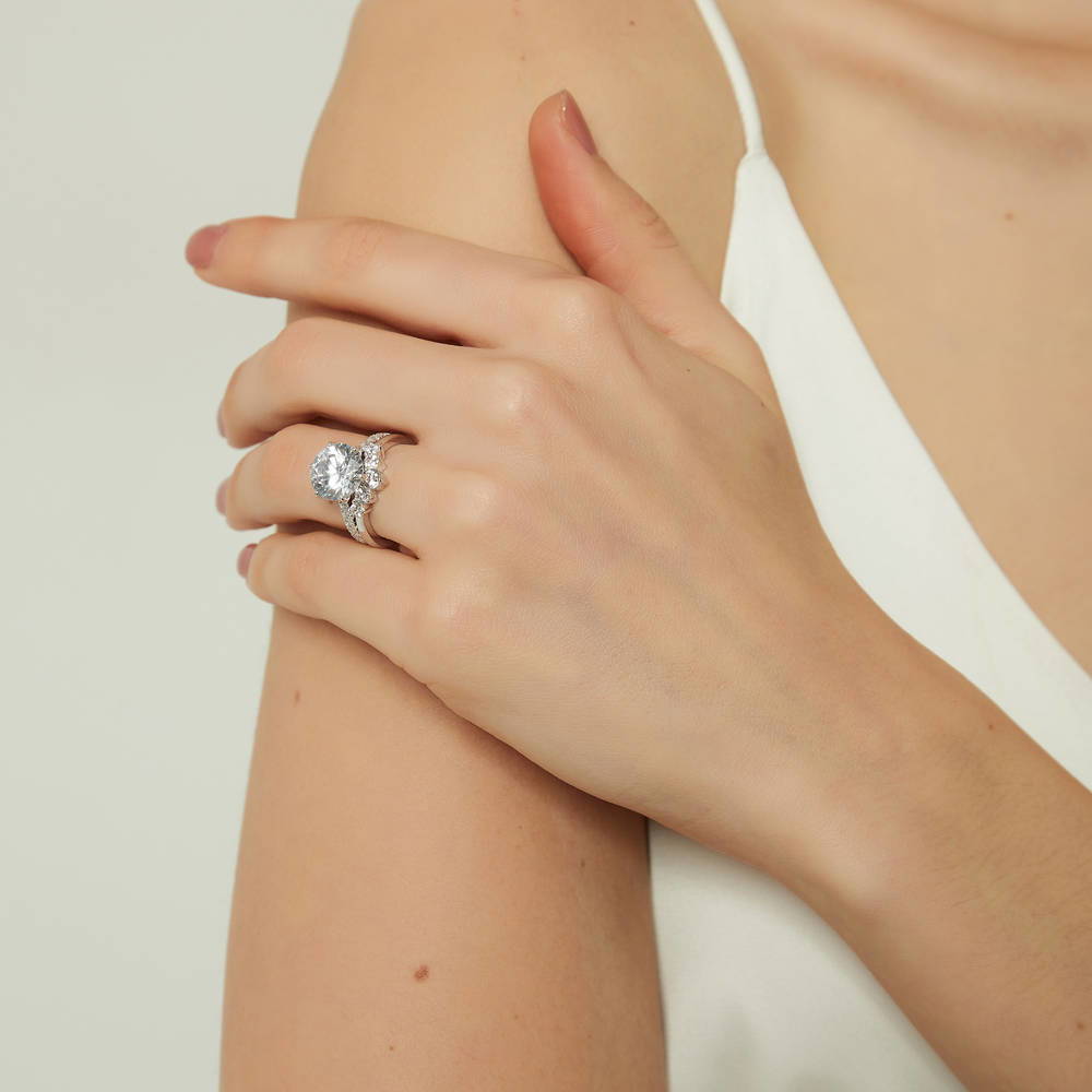 5-Stone Solitaire CZ Ring Set in Sterling Silver