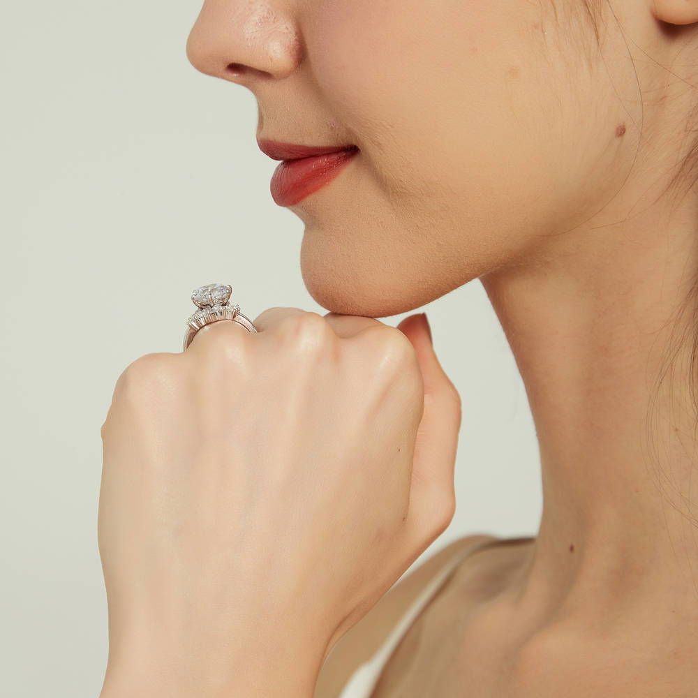 5-Stone Solitaire CZ Ring Set in Sterling Silver