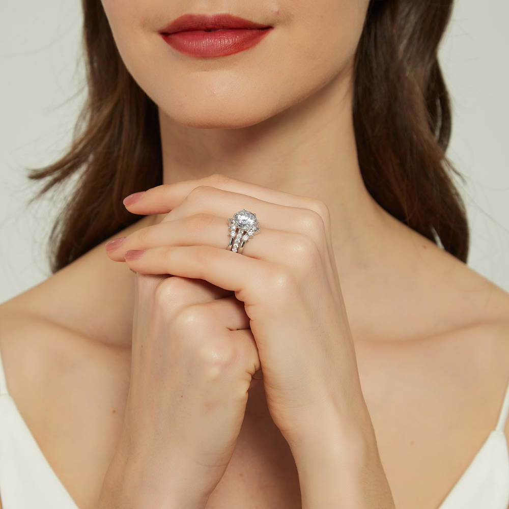 5-Stone Solitaire CZ Ring Set in Sterling Silver