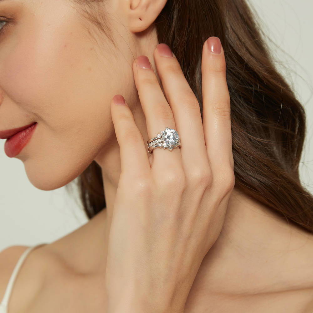 5-Stone Solitaire CZ Ring Set in Sterling Silver