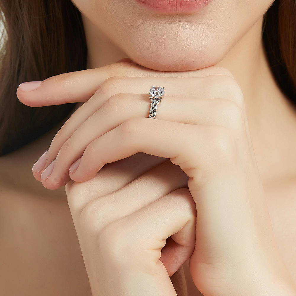 Woven Solitaire 1.25ct CZ Ring in Sterling Silver