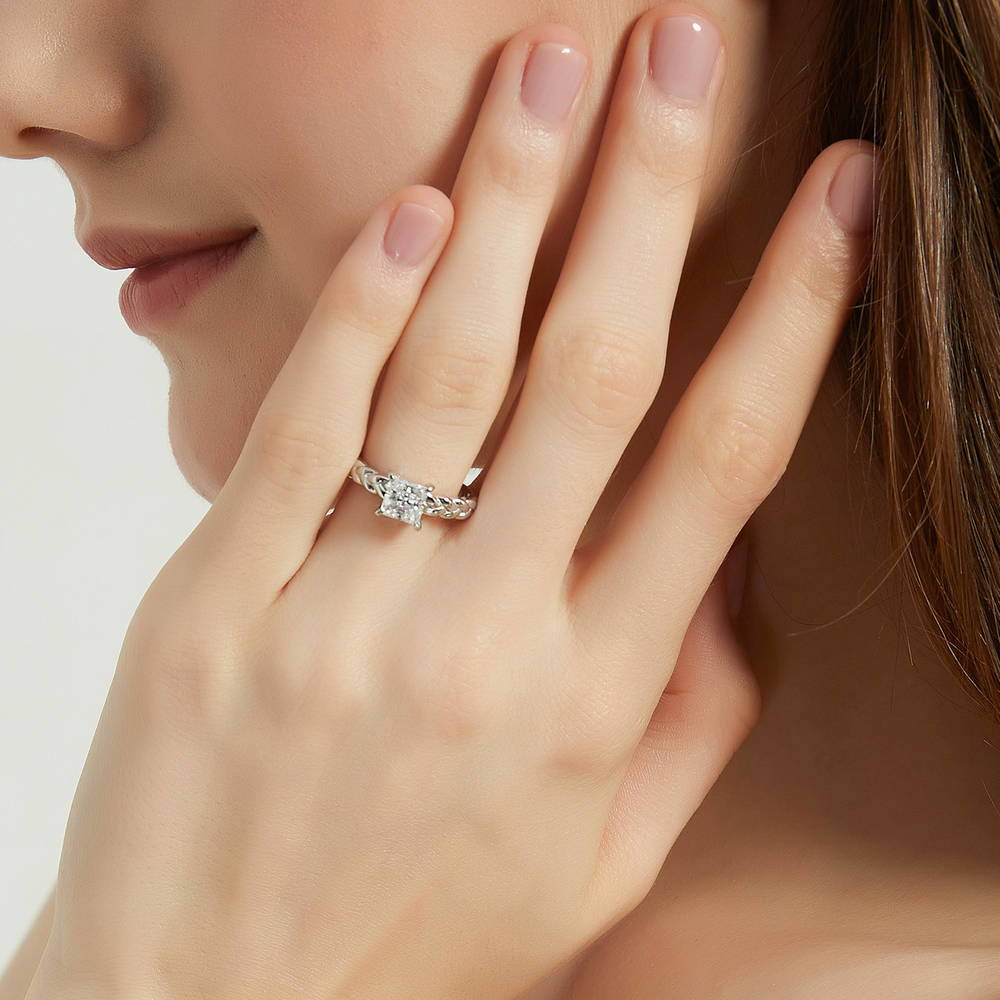 Woven Solitaire 1.2ct CZ Ring in Sterling Silver