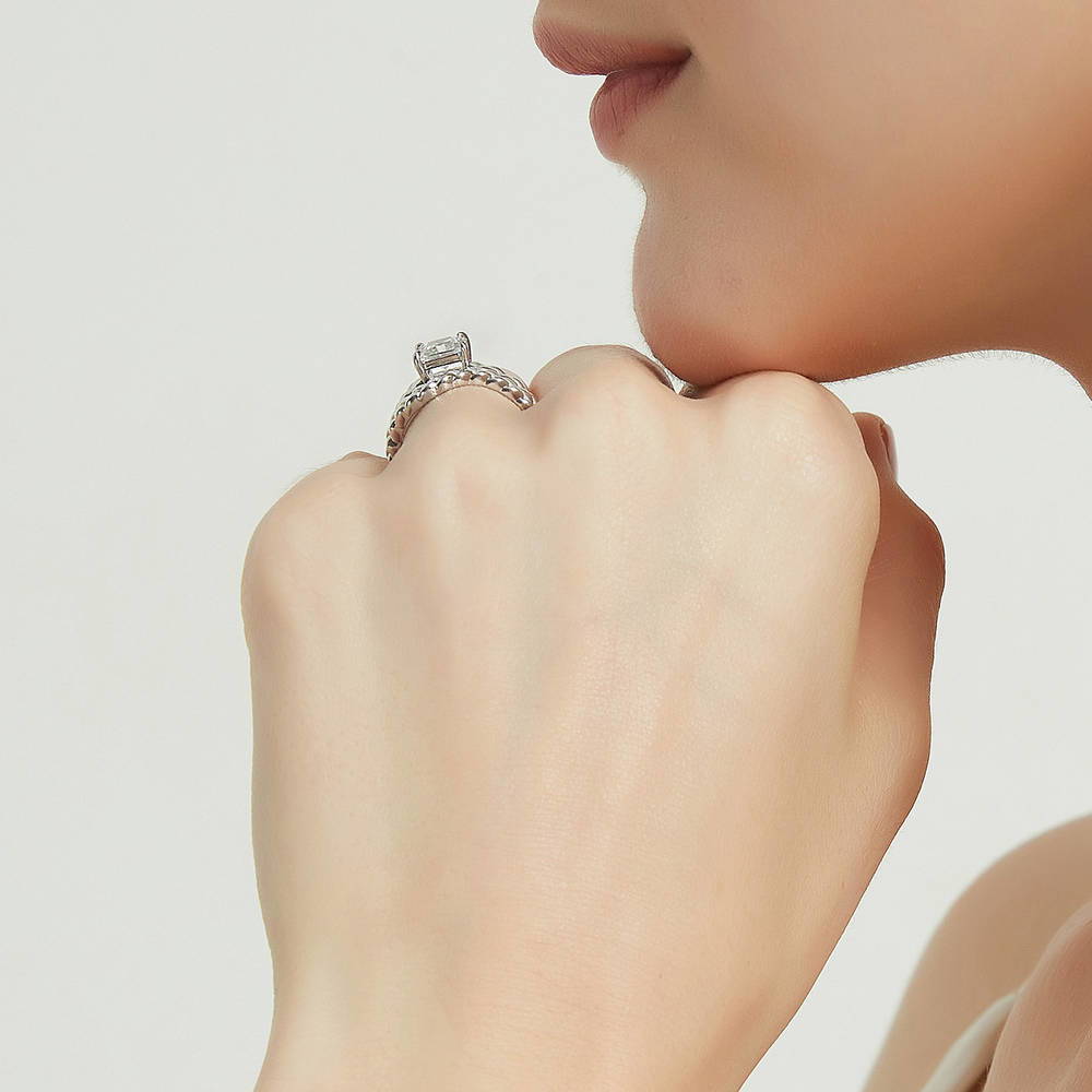 Woven Solitaire 1.2ct CZ Ring in Sterling Silver