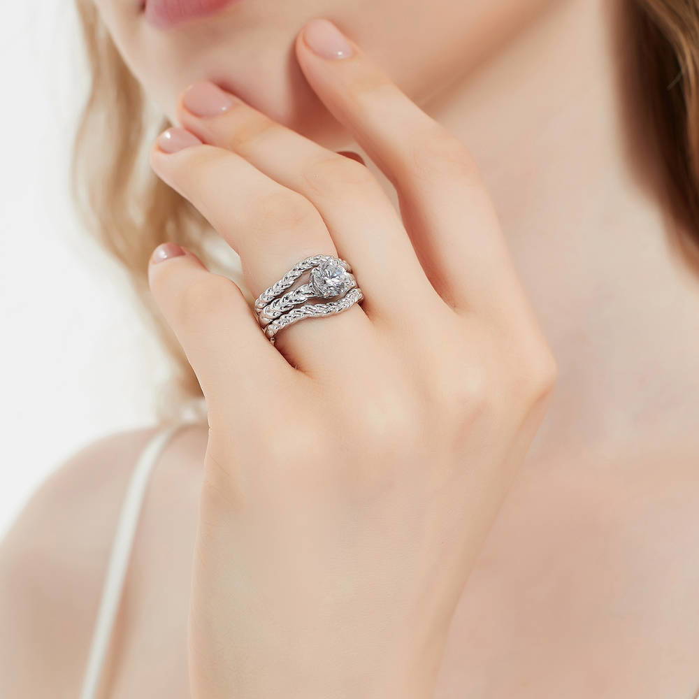 Woven Solitaire 1.25ct CZ Ring in Sterling Silver