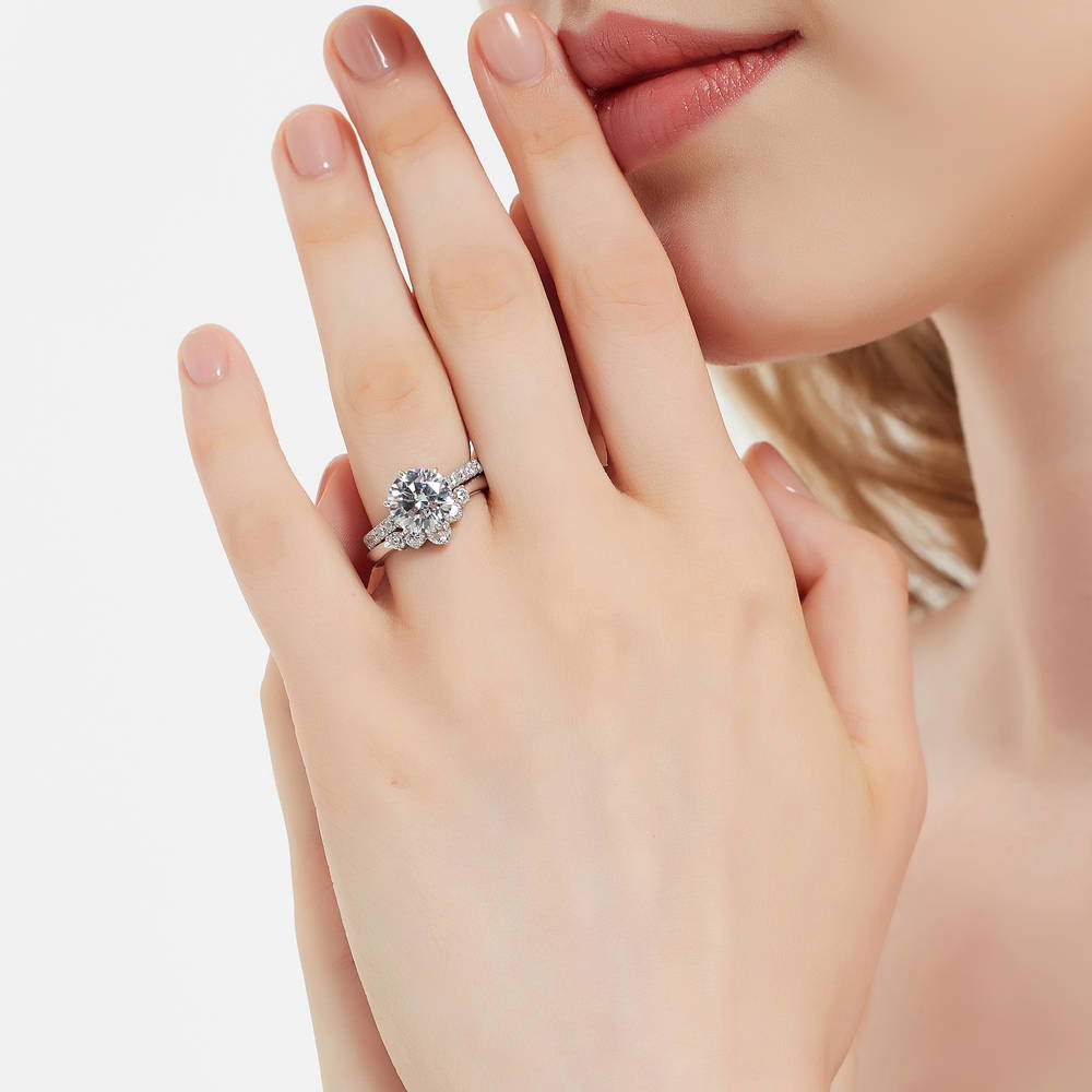 5-Stone Solitaire CZ Ring Set in Sterling Silver